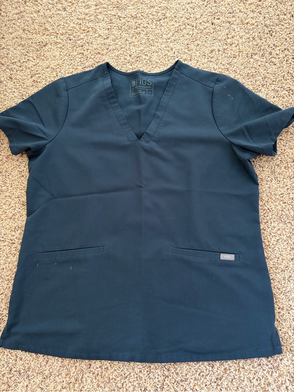 Figs Casma scrub top, large, dark harbor